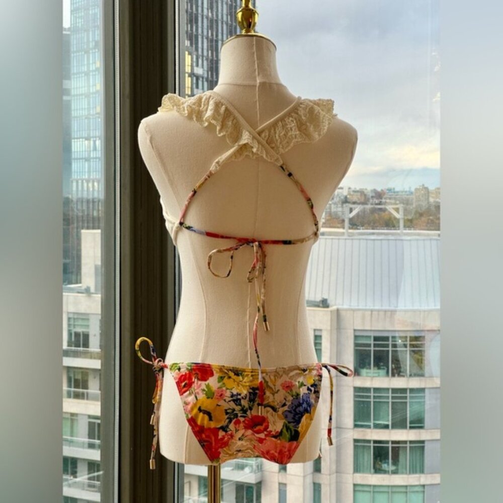 🆕 ZIMMERMANN 🧿 NWT Alight Frill Knit Scoop Bikini, Ivory Floral - SZ 2 US 6/8 - Picture 8 of 15